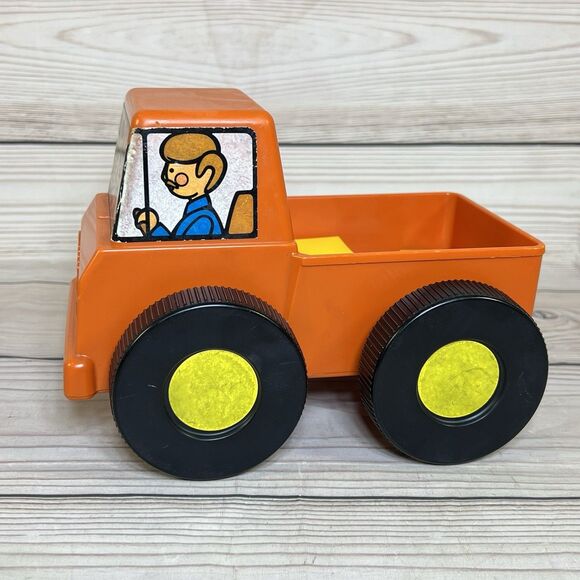 VTG Tupperware Tupper Toys Pick Em Up Truck Orange w/9 Number Cubes 70s Toy Car - Picture 3 of 13